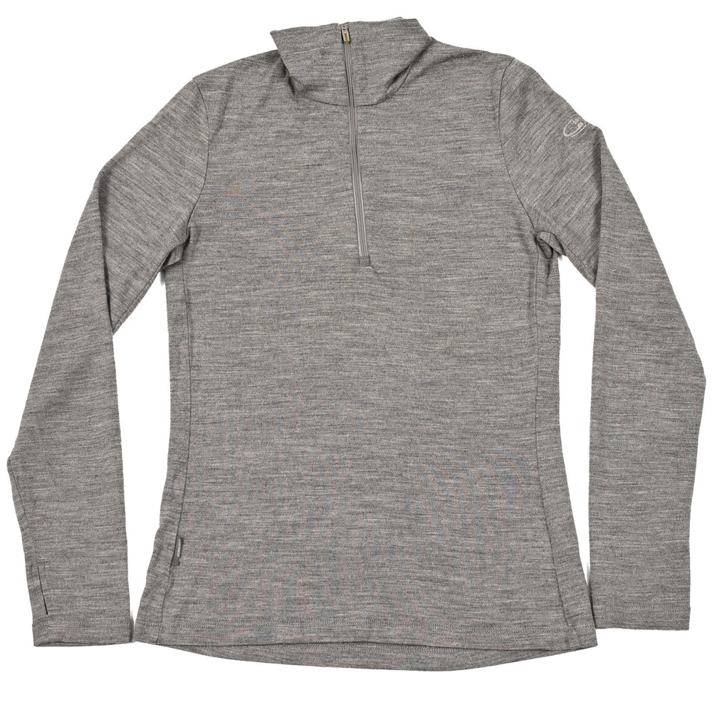 Icebreaker Sweater Bodyfit 260 Womens Small Gray Merino Wool 1/4 Zip Base Layer